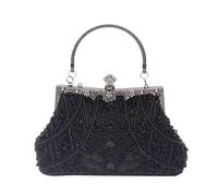 CORIOS Vintage 1920s Clutch Tasche Damen Handgemachte Perle Handtasche Abendtasche Elegante Schultertasche Kette Umhängetasche Klein Tasche Hochzeit Bankett-Party Abschlussball Tasche Schwarz