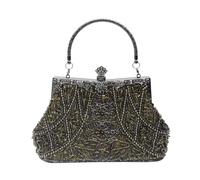CORIOS Vintage 1920s Clutch Tasche Damen Handgemachte Perle Handtasche Abendtasche Elegante Schultertasche Kette Umhängetasche Klein Tasche Hochzeit Bankett-Party Abschlussball Tasche Grün