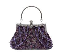 CORIOS Vintage 1920s Clutch Tasche Damen Handgemachte Perle Handtasche Abendtasche Elegante Schultertasche Kette Umhängetasche Klein Tasche Hochzeit Bankett-Party Abschlussball Tasche Lila