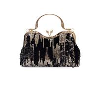 CORIOS Vintage 1920s Pailletten Abendtasche Damen Samt Clutch Tasche Elegante Diamant Schultertasche Hochzeit Brautbörse Handtasche Glänzend Strass Portemonnaie Tasche Kette Umhängetasche Schwarz