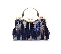 CORIOS Vintage 1920s Pailletten Abendtasche Damen Samt Clutch Tasche Elegante Diamant Schultertasche Hochzeit Brautbörse Handtasche Glänzend Strass Portemonnaie Tasche Kette Umhängetasche Dunkelblau