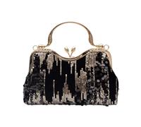 CORIOS Vintage 1920s Pailletten Abendtasche Damen Samt Clutch Tasche Hochzeit Brautbörse Handtasche Elegante Diamant Schultertasche Glänzend Strass Portemonnaie Tasche Kette Umhängetasche Schwarz