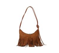CORIOS Vintage Fransen Handtasche Frauen Schultertasche mit Quasten Damen Wildleder Umhängetasche Weiches Kunstleder Henkeltaschen Retro Tragetasche Elegant Arbeit Shopper Reise Tote Beutel Braun