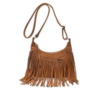 CORIOS Vintage Fransen Schultertasche Frauen Handtasche mit Quasten Damen Wildleder Umhängetasche Weiches Kunstleder Henkeltaschen Retro Tragetasche Elegant Arbeit Shopper Reise Tote Beutel Karamell