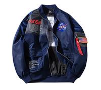 Coriresha Apollo NASA Patches Slim Fit Bomberjacken Windbreaker - Blau - XXX-Large