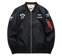 Coriresha Apollo NASA Patches Slim Fit Bomberjacken Windbreaker - Schwarz - XXX-Large