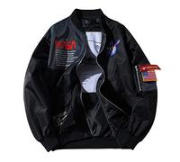 Coriresha Apollo NASA Patches Slim Fit Bomberjacken Windbreaker - Schwarz - XXX-Large
