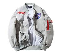 CORIRESHA Herren Apollo NASA Patches Slim-Fit Bomberjacke Windbreaker