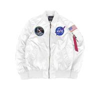 CORIRESHA Herren Apollo NASA Patches Slim Fit Bomberjacken Windbreaker, Weiss/opulenter Garten, XL