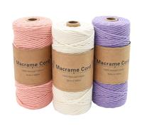 Coriver 3 Stück Makramee Garn, 3mm x 100m Macrame Cord, Makramee Schnur, Makrameegarn Kordel, Makramee Starter Set für DIY Handwerk Weben Dekoration Hängepflanze Pflanze Aufhänger (5. Lila+Rosa+Beige)