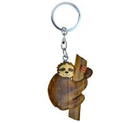 Cornelißen Holz Schlüsselanhänger Faultier - Handmade Tier Anhänger aus Holz für Schlüssel, Tasche & Rucksack