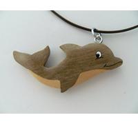 Cornelissen Kette Delfin Holzanhänger Lederband, Ketten Modeschmuck Delfine Fische Tiere Tier