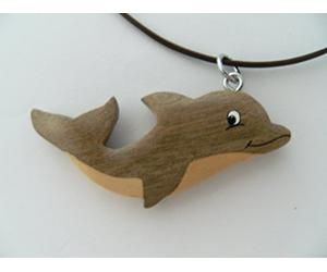 Cornelissen Kette Delfin Holzanhänger Lederband, Ketten Modeschmuck Delfine Fische Tiere Tier