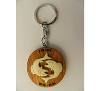 Cornelissen Schlüsselanhänger Fische aus Holz und Metall, Sternzeichen Horoskop Tierkreiszeichen