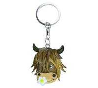 Cornelißen Schlüsselanhänger langhaar Kuh, aus Holz und Metall, Hochlandrind, Tier