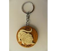 Cornelissen Schlüsselanhänger Löwe aus Holz und Metall, Sternzeichen, Horoskop, Tierkreiszeichen