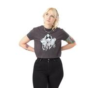 Corpse Bride Graues, kurz geschnittenes Grafik-T-Shirt für Damen der Braut | Kurzarm-T-Shirt | Gothic-Top zum Thema Hochzeit | Tim Burton Film Merchandise | Kleidung im Vintage-Stil