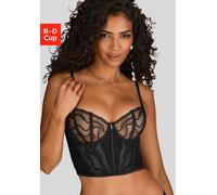 Corsage LASCANA, Damen, Gr. 80, Cup B, schwarz, Spitze, Obermaterial: 54% Polyamid, 35% Polyester, 11% Elasthan, Korsagen Corsage, mit Bügel aus hauchzarter Spitze, transparente Unterwäsche, Reizwäsch