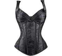 Corset Damen Body Shaper - Klassische Korsett Damen Schwarz mit Träger Vollbrust Corsage Damen Renaissance Korsett Top Elegant Bauchweg Korsage für Karneval Übergrößen XS-6XL