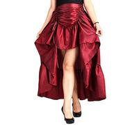 COSDREAMER Damen Steampunk Gothic High Low Rock Viktorianischer Bustle Rock,Rot,XS