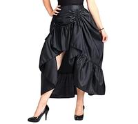 COSDREAMER Damen Steampunk Gothic High Low Rock Viktorianischer Bustle Rock,Schwarz,XXL