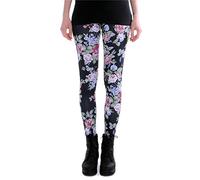 cosey - Bedruckte Bunte Leggins (Einheitsgröße) Verschiedene Leggings Designs, Rosen Schwarz, Einheitsgröße