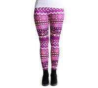 cosey - Bunte Bedruckte Motiv-Leggings (Einheitsgröße) - Design Aztec Lila
