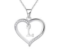 Cosie Lily Valentinstagsgeschenk für Sie Halskette Damen 925er Silber Herz Anhänger mit Buchstabe Sterlingsilber Kette Initialen Damenschmuck Geburtstagsgeschenke Valentinstagsgeschenk für Freundin