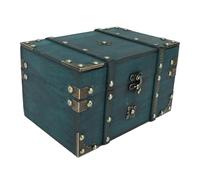 Cosiki Vintage-Schmuck-Aufbewahrungsbox, Schatztruhe aus Holz, Schmuck-Organizer mit Teilen aus Legiertem Metall und Lederakzenten, Ideal für die Dekoration zu Hause, Im Schlafzimmer, Im Büro (GREEN)