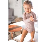 Cosilana Baby Body aus Merinowolle, Baumwolle und Seide mit langem Arm, rosa melange Größe: 74/80