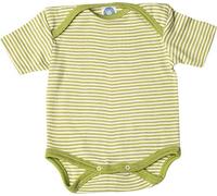 Cosilana Baby-Body Kurzarm Wolle/Seide Grün geringelt Größe 86/92 (Farbe 126)