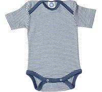 Cosilana Baby Kurzarm-Body aus Bio Wolle / Seide Größe: 50/56, geringelt marine 50/56