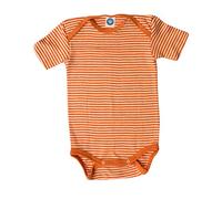 Cosilana, Baby Body Kurzarm, 70% Wolle, 30% Seide (Orange/Natur, 74-80)