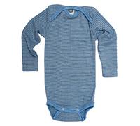 Cosilana, Baby Body Langarm,45% KBA Baumwolle, 35% kbT Wolle, 20% Seide (98/104, Hellblau/Braun/Natur)