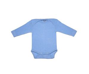 Cosilana Baby-Body Langarm Bio Baumwolle kbT Wolle Seide Blau Meliert 86/92