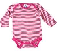 Cosilana Baby Langarm-Body aus Bio Wolle / Seide Größe: 50/56, geringelt pep-pink 50/56