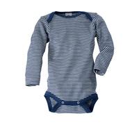 Cosilana Baby Body Langarm Wolle Seide blau-geringelt Gr. 98/104