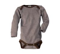 Cosilana Baby Body Langarm Wolle Seide braun-geringelt Gr.98/104