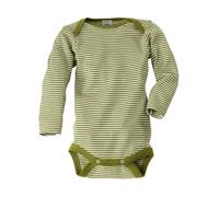 Cosilana Baby Body Langarm Wolle Seide grün-geringelt Gr. 98/104