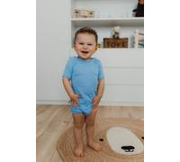 Cosilana Baby-Body mit kurzen Ärmeln aus Merinowolle, Baumwolle und Seide blau Größe: 62/68