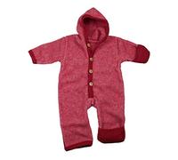 Cosilana Baby Fleece-Overall mit Kapuze, Kratzschutz kbT Wolle Bio Baumwolle (74-80, Rot-Melange)