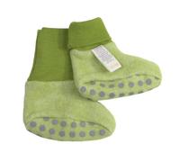 Cosilana Baby Fleece Schühchen kbT Wolle Bio Baumwolle Lindgrün-Melange 62/68