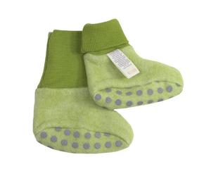 Cosilana Baby Fleece Schühchen kbT Wolle Bio Baumwolle Lindgrün-Melange 62/68