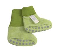 Cosilana Baby Fleece Schühchen kbT Wolle Bio Baumwolle Lindgrün-Melange 74/80