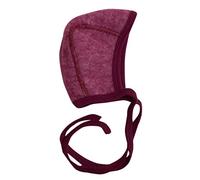 Cosilana Baby Häubchen Fleece, 60% Wolle kbT und 40% Baumwolle KBA (62-68, Weinrot meliert)