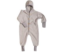 Cosilana Baby und Kinder Kapuzenoverall Wolle-Baumwolle Fleece grau Gr.86/92