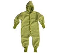 Cosilana Baby Kinder Fleece Overall mit Bündchen am Armen und Füßen, 60% Wolle (kbT), 40% Baumwolle (KBA) (86/92, Lindgrün Melange)