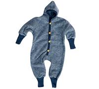 Cosilana Baby Kinder Fleece Overall mit Bündchen am Armen und Füßen, 60% Wolle (kbT), 40% Baumwolle (KBA) (86/92, Marine Melange)