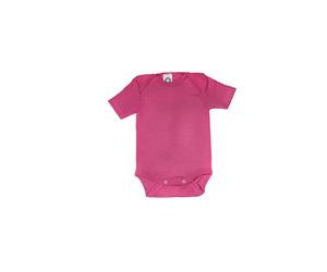 Cosilana Baby Kurzarm-Body aus Bio Wolle / Seide 62/68 Uni Pep-Pink