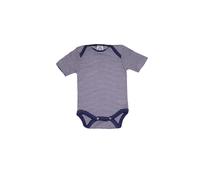 Cosilana Baby Kurzarm-Body aus Bio Wolle / Seide Größe: 74/80, geringelt marine 74/80